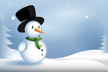 Snowman christmas card vector on blue background. Snowman christmas card for wallpaper. Snowman for greeting card, email greetings and cover. Snowman vector