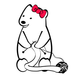 A cute polar bear knits scarf