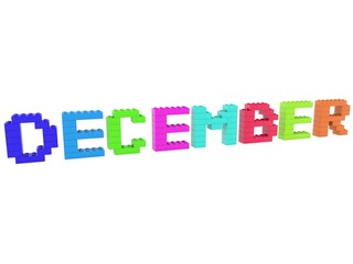 DECEMBER concept from colored toy bricks