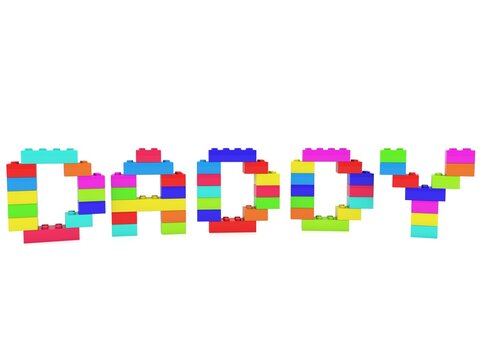DADDY concept from colored toy bricks
