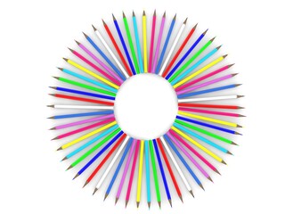 Abstract sun from colored pencils