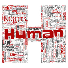 Vector conceptual human rights political freedom, democracy letter font H word cloud isolated background. Collage of humanity tolerance, law principles, people justice or discrimination concept