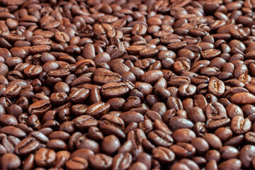 Roasted coffee beans texture.