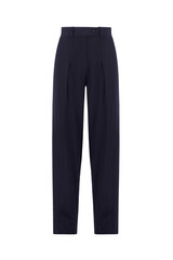 Dark blue women's classic trousers. Front view