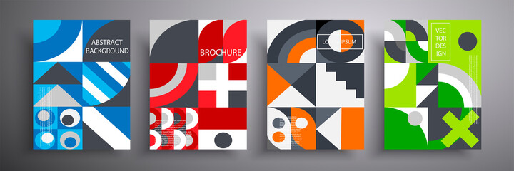 Set of vector covers. Retro design. Colored abstract geometric compositions for covers, posters, flyers, magazines.