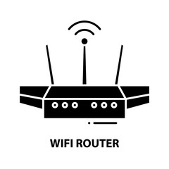 wifi router icon, black vector sign with editable strokes, concept illustration