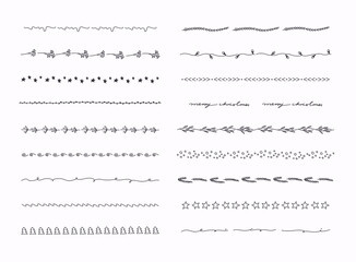 Big set of hand drawn line borders, scribble strokes and design elements isolated on white.