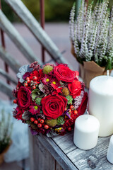 red Wedding Flower Vintage Bouquet