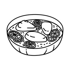Skillet Chicken Piccata Icon. Doodle Hand Drawn or Outline Icon Style