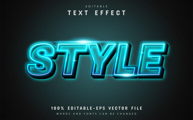 Style text effect blue neon