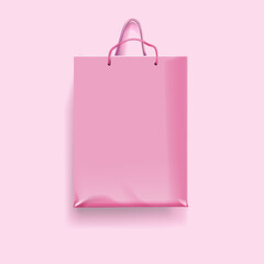 Paper shopping package isolated on pink background