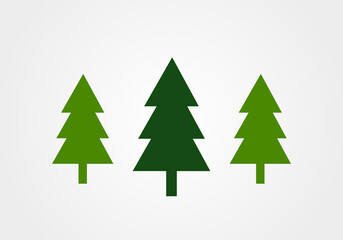 Fototapeta premium Three green Christmas trees symbol.