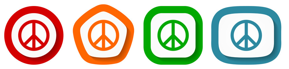 Peace vector icon set, flat design vector illustration in 4 colors options for webdesign and mobile applications