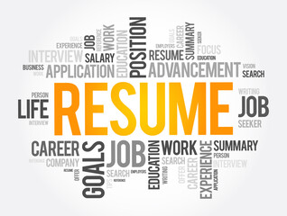 Resume word cloud collage, business concept