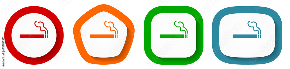 Leinwandbilder cigarette vector icon set, flat design vector illustration in 4 colors options for webdesign and mob