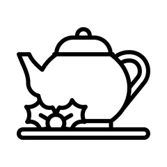 Teapot icon, Christmas food and drink vector