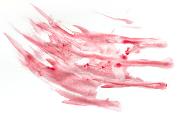 Bloody handprint with streaks isolated white background