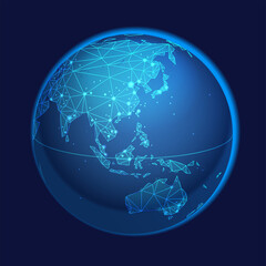 グローバルネットワークのシンボルイラスト　アジア、オセアニア地域 © CallMeTak