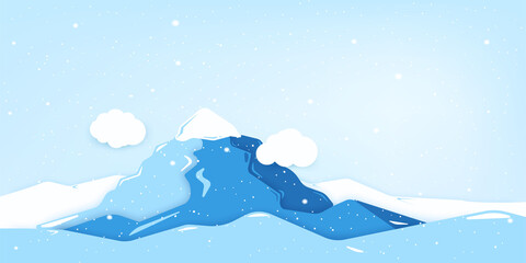 Vector illustration of winter landscape with snowflakes