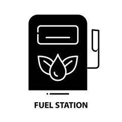 fuel station icon, black vector sign with editable strokes, concept illustration