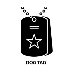 dog tag icon, black vector sign with editable strokes, concept illustration
