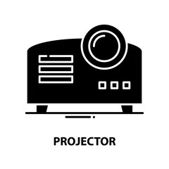 projector icon, black vector sign with editable strokes, concept illustration