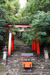 Red torii architecture of Kamikura jinja shrine in kumano watayama Japan.