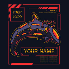 Vector illustration  for tshirt design cyber punk animal
