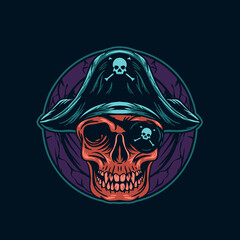 pirate skull head illustration