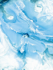 Naklejka na ściany i meble Blue creative abstract hand painted background, marble texture, abstract ocean