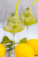 still life with lemon mint sorbet