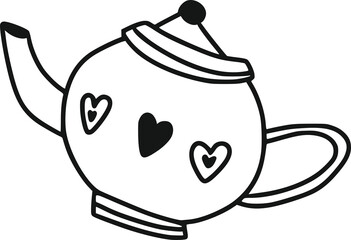 
teapot hand-drawn black line isolated on white background