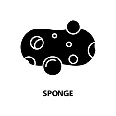 sponge icon, black vector sign with editable strokes, concept illustration