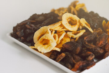 Mix of dried fruits. Assorted dried fruits. Natural and healthy snack food