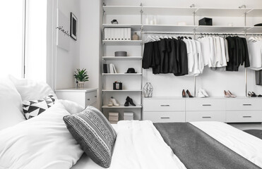 Interior of white modern bedroom