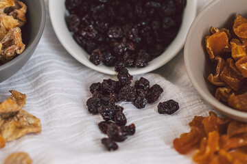 Mix of dried fruits. Assorted dried fruits. Natural and healthy snack food