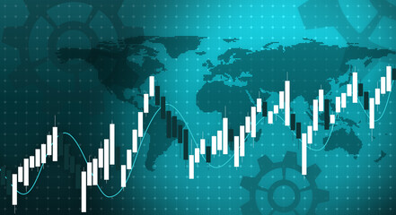 株価チャートと世界地図