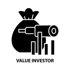 value investor icon, black vector sign with editable strokes, concept illustration