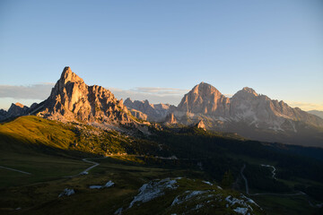 Beautiful Italy's Dolomites region in Italy at sunrise