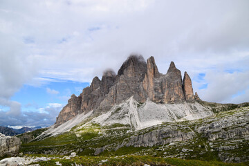 Beautiful Italy's Dolomites region in Italy with a small path in summer