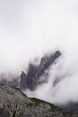 Cloudy Dolomites, a mountain range in Italy