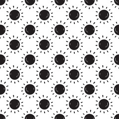 Hand drawn doodle  Black Sun Vector Seamless pattern. Background for kids
