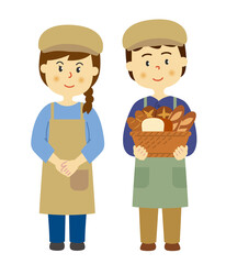 人物　パン屋　男女