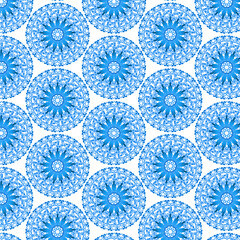 abstract blue white background circles retro textile print
