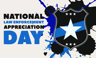 NATIONAL LAW ENFORCEMENT APPRECIATION DAY (L.E.A.D.). January 9. Poster, card, banner, background, T-shirt design. Vector ilustration. EPS 10 - obrazy, fototapety, plakaty