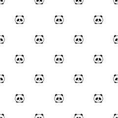 Seamless pattern with hand drawn cute panda face. Vector.
