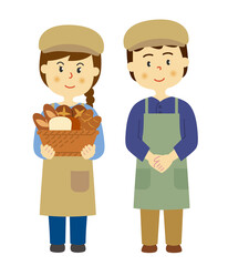 人物　パン屋　男女