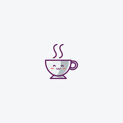 Illustration of Cute Hot Coffee Icon - Smiley Emoji Icon Set, Vector Cartoon Illustration.