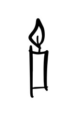 Burning candle doodle sketchy element