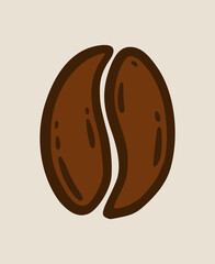 One roasted coffee bean, caffeine symbol
